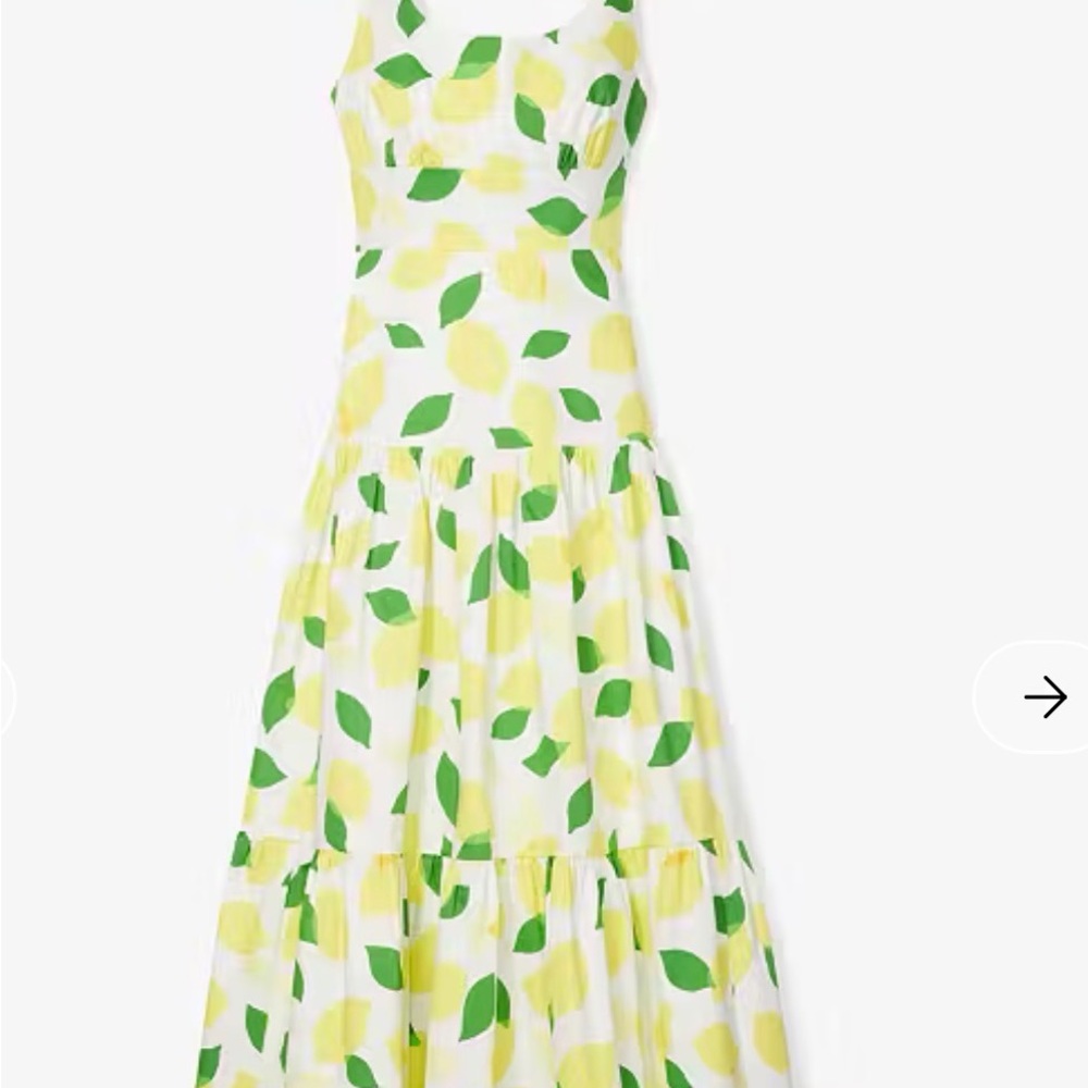 Kate Spade Lemon Toss Tiered Maxi Dress - Yellow and Green size 10 NWT